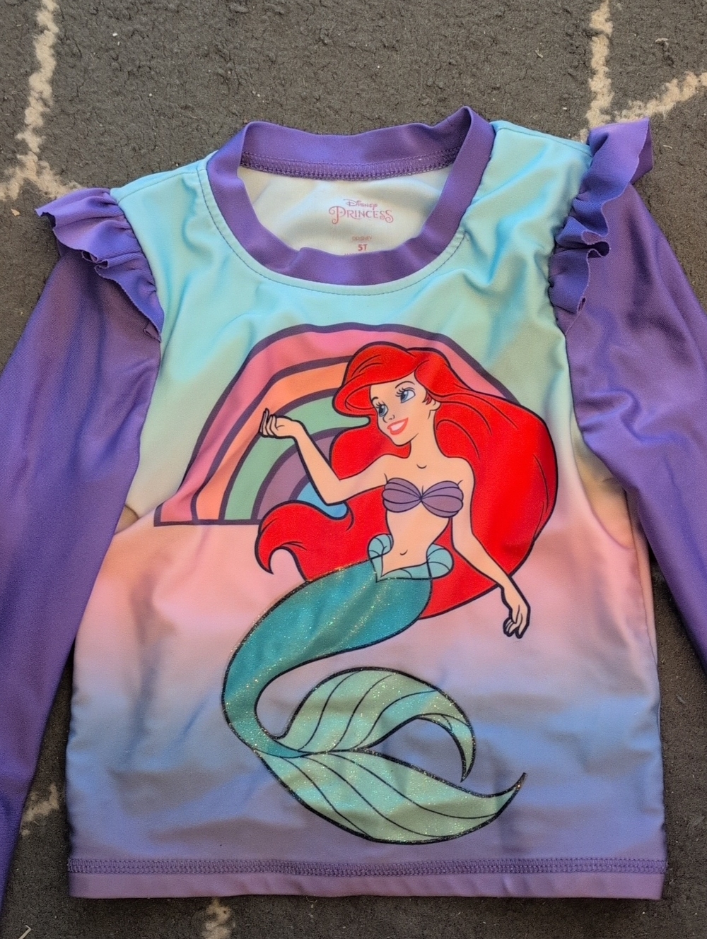 Disney Little Mermaid Rash Guard - Purple, Red, Teal, Pink